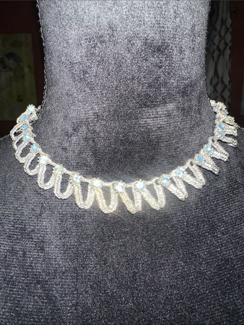 Amerique Vintage Silver Necklace with Blue Accents